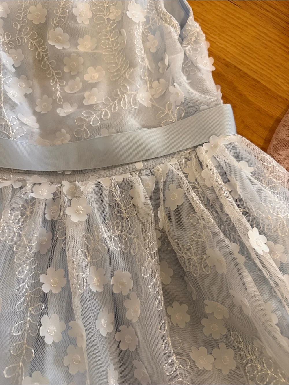 EUC - Girls Light Blue Floral Lace Dress & Pink Sparkly Dress - size 8
